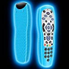Cover for SKY+ HD Remote Control, Protective Silicone Case SKY Plus HD TV Remote Controller Sleeve Skin Holder Battery Back Protector Universal Replacement (Glow Blue)