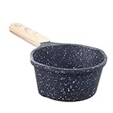 Nonstick Sauce Pan, Small Milk Pot Pan with Pour Spouts, Wooden Handle, Multipurpose Pots, Easy to Clean, Small Kitchen Pots, Saucepan for Pouring Oil, Milk Heating, Frying (Black)
