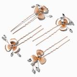Claire's Rose Gold-Tone Matte Flower Rhinestone Hair Pins - 4 Pack