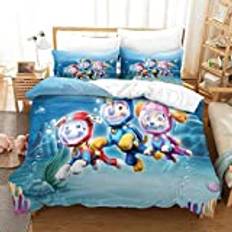 Paw Patrol Printed Bedding Set Kids Anime Cartoon Duvet Cover Boys Bedspread Cover Bedroom Collection 3Pcs，King（220x240cm）