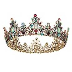 SWEETV Jeweled Baroque Queen Crown - Rhinestone Wedding Crowns and Tiaras for Women, Costume Party Hair Accessories with Gemstones