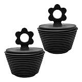 2 Pack Universal Bath Plug Stopper 47mm, Flower Silicone Bathtub Drain Stopper - Sink Stopper Plugs - Bath Tub Plug Stopper For Bathtub Kitchen Bathroom - Suitable For 25mm-47mm Drain Holes - Black