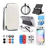 Esharcasy Accessories Kit for Nintendo Switch OLED，Accessory Bundle Kit with carry case，Screen Protector,USB charger cable,Thumb Grips,Game Holder compatible with Swith OLED(28 en 1)