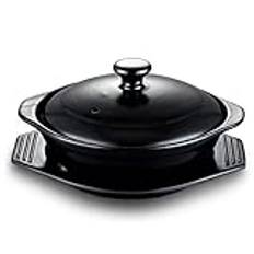 Ceramic Round Black Dish Casserole/Clay Pot/Earthen Pot/Ceramic Cookware With Lid Heat-Resistant