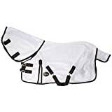 Cwell Equine NEW MINI/SHETLAND/PONY FLY RUG SOFT MESH ATTACHED NECK COVER WHITE 3'6-4'9" (4'0")