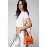 Womens Faux Suede And Fur Grab Bag - Orange - ONE SIZE
