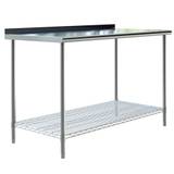 (120*60*80cm/35mm Backsplash) Commercial Stainless Steel Kitchen Table Prep Work Bench Worktop With Mesh Shelf
