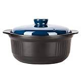 Ceramic Stew Pot,Retro Ceramic Stew Pot,Ceramic Stew Pot with Lid, Classic Casserole Dish Oven Casserole Cooking Pot with Double Handle-Blue-2 Litre (Color : Blue 2 Litre) (Color : Blue 2 Litre)