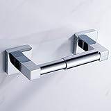 Square Toilet Roll Holder Wall Mounted Stainless Steel Bathroom Toilet Paper Holder Bar and Square Towel Ring Fitting Set