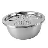 3 in 1 Colander Strainer Set Stainless Steel Removable, Large Capacity, Efficient to Use, Wash Rice for Kitchen Needs (28cm)