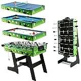 4FT Multi Game Combination Table Set for Kids Pool Table, Football Table,Ping Pong Table, Slide Hockey for Family Parent-child Interactive for Kids…