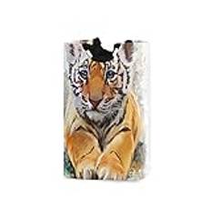 Linomo Cute Tiger Watercolor Laundry Hamper Waterproof Foldable Laundry Bag Clothes Hamper for Storage Clothes Kids Toys in Home, Bedroom,Bathroom, Office