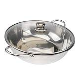 BRIGHTFUFU Stainless Steel Hot Pot with Divider Divided Pan Hot Pot Wok Pan with Lid Hotpot Divider Nonstick Frying Pan Pans with Lids Soup Pot with Divider Mandarin Pot Japan Gas