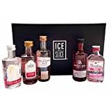 Miniature Pink Gin Gift Set inc. The Lakes Rhubarb and Rosehip Gin, Foxdenton Sloe Gin Liqueur, Whitley Neill Raspberry Gin, Warner Edwards Strawberry & Rose Gin, Gordon's Pink Gin by Ice and a Slice