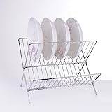 Taxually Dish Drainer Dish Drainer for the Kitchen, 2-Tier Dish Drainer Foldable Dish Drainer Holder, Dish Dryer Stainless Steel Draining Board with for Plates Bowls Cups
