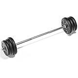 ZAZOLI 100 KG Barbell Set, Men Gym Weightlifting Equipment with Cast Iron Outsourcing Plastic Weight Plate and Bar Shoulder Pads for Home Gym Fitness Strength Training (Size : 40 kg plate+150 cm bar)