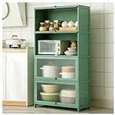 ZT6F Display Cabinets With Glass Doors Glass Cabinet Display Antique Cabinet Display Cabinet With Natural Bamboo Frame, Single Door Design,Green,70x33x140cm