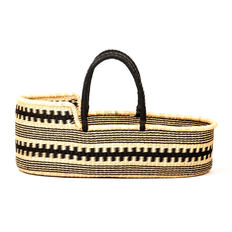 Baby bassinet handmade huntuma: black pattern woven moses basket with mattress