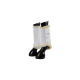 Fleece Lined Brushing Horse Boots - Protective Gear and Training Equipment - Equine Boots, Wraps & Accessories (White Natural/Large)