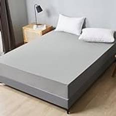 LDLCYCN Queen Size Waterproof Mattress Protector Pad Bed Cover Soft Fitted Sheet Breakable Compatible Mattress Cover Dustproof 12-18 Inch Deep Pocket Machine Washable,Grey,70X140X20cm