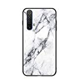 BRAND SET Case for Realme X50 5G Case Marble Tempered Glass All Inclusive Cover Soft Silicone Edge Hard Case Compatible with Realme X50 5G-White