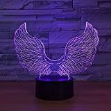 SUKUDO 3D Night Light Toy LED Illusion Lamp Wings Pattern 16 Color Change Decor Table Lamp with Remote Control, Christmas Birthday Gifts for Boys Girls