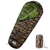 vidaXL Mummy Sleeping Bag for Camping, Hiking - Adult 3 Seasons, Water-Resistant Polyester, Drawstring Hood, Double Zipper, Camouflage 215x85cm