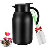 Stainless Steel Thermal Coffee Carafe Dispenser, Unbreakable Double Wall Vacuum Thermos Flask Large Capacity 40oz 1.2L Water Tea Pot Beverage Tea Water Coffee Pitcher (Matte Black)