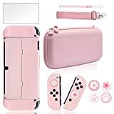 Switch Carry Case Nintendo Accessories Compatible with Switch OLED, Travel Carrying Switch Case Protective Cover Bundle Bag Kit (Pink)
