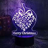 SUKUDO 3D Night Light Toy LED Illusion Lamp Christmas Pattern 16 Color Change Decor Table Lamp with Remote Control, Christmas Birthday Gifts for Boys Girls