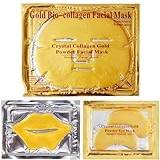 PRMGLOBAL 24K Gold Bio Collagen Crystal Face Mask Set - Complete Skincare Set for Anti-Aging, Cleansing, and Acne Removal - Includes Face Mask, Lip Mask, and Eye Mask - Peel Off Gel Mask (1 set)