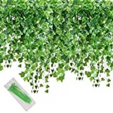 MerryNine 24Pcs 168Ft Artificial Ivy Greenery, Hanging Vines Garland Fake Green Baskets Leaves Plants Fake Foliage Flowers for Home Kitchen Garden Office Wedding Wall Party Decoration
