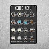 Coffee Metal Tin Sign, 20X30Cm Coffee Menu Vintage Funny Novelty Metal Sign Creative Tin Signs Plaque Poster For Cafe Bar Pub Coffee 12x16inch