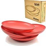 NowCooks Unbreakable Plates Set of 4, UK/EU Tested, Plastic Plate, Perfect for Parties, picnics, Camping and Caravans, Safe for Kids & Adult(Red, Large)