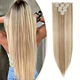 S-noilite® 17-26 Inches(43-66cm) 8pcs Long Full Head Clip In Hair Extensions Extension Sexy Lady Fashion Halloween Choice 60 Colours (26 Inches-Straight, Sandy blonde & bleach blonde)