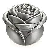 IGNPION Rose Shape Trinket Box Metal Ring Holder Case for Proposal,Engagement, Small Jewellery Storage Organiser for Earing, Necklace