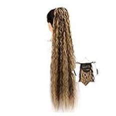 Ponytail Extension 22/32 Inch Long Corn Wavy Ponytail Extensions Synthetic Natural Drawstring Ribbon Fake Hair Pony Tail Clip in Extensions Women Hairpieces Ponytail Hairpiece for Women(Color:006,Siz