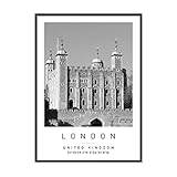 Tower of London Travel Print London Wall art Black and white Poster A5 Print only 14.8 X 21 Cm (5.8x8.3inch)