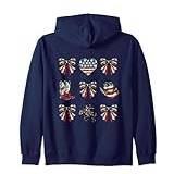 All American Fourth of July Coquette Bows Aesthetic Cowgirl Zip Hoodie
