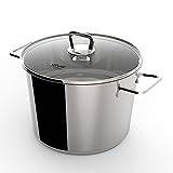 Vivo by Villeroy & Boch CW0528 Stainless Steel Cooking Pot - 24cm/3.2L Casserole Pot, Stockpot with Glass Lid, Induction Hob Suitable Soup Pan, Non-Stick, Twin Stay Cool Handles, Mirror Polish Body