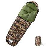 vidaXL Mummy Sleeping Bag for Adults - Water-Resistant & PP Padded Bag for Camping, Hiking, 3 Seasons, Camouflage, 180 x 62 cm