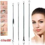 Scraping & Closing Facial Care Deep Cleaner Blackhead Tweezers Pimple Remover Acne Needle 4x Blackhead Remover Tool Kit