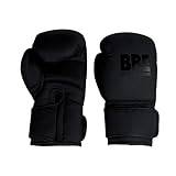 BBE Britania Boxing PU Leather Matte Black Boxing Gloves | Superb for Boxing, Muay Thai, Kickboxing & Martial Arts Training | Ventilated Palm & Supportive Build | 12oz - 14oz - 16oz