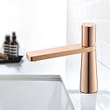 Brushed Gold Basin Faucet Brass Bathroom Faucet Mixer Tap Wash Basin Faucet Rose Gold Hot and Cold Lavotory Faucet (Color : Rose Gold Short)