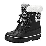 Toddler Winter Plush Boots Kids Shoes Snow Boots Girls Boys OutdoorBoots Waterproof Warm Boots With Cotton Snow Boot (ASIB-Black, 9.5-10 Years Big Kids)
