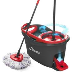 (Vileda 3 in 1 Turbo Mop) Vileda Turbo Microfibre Mop And Bucket Set, Spin Mop For Cleaning Floors, Set Of 1x Mop And 1x Bucket, Eco Packaging, Red White