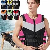 Neoprene Life Jackets for Adults Kids, Adjustable Buoyancy Aid Float Swim Vest for Men Women 48-110kg for Kayaking Paddle Boarding Swimming Boating Fishing,S,Pink