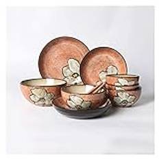 Ceramics Ceramic 10-Piece Ceramic Dinnerware Set Fresh and Elegant Dishes Set Ceramic Dinner Plate Sets Service for 2 Blue/Green/red/Pink Ceramic Dinner Plates (Color :