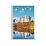 Xirbfh Vintage Posters Atlanta Skyline Travel Posters Canvas Art Poster Wall Decor Poster Office Posters 20x30inch(50x75cm)