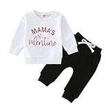 Baby Boys Clothes Set Toddler Kids Baby Girls Boys Sweatpants Valentiness Suit Long Sleeve Round Neck Letters Print Sweatshirt Tops Casual Drawstring Trousers Tracksuit Set, Baby Clothes Set